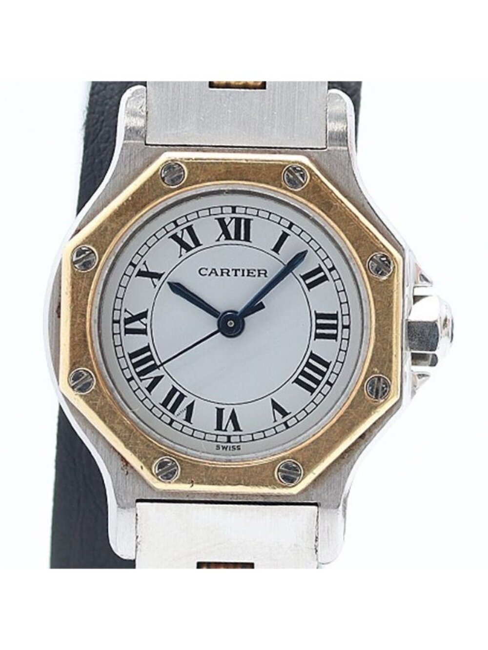 Cartier Santos Octagon Automatic YG SS White Dial Watch